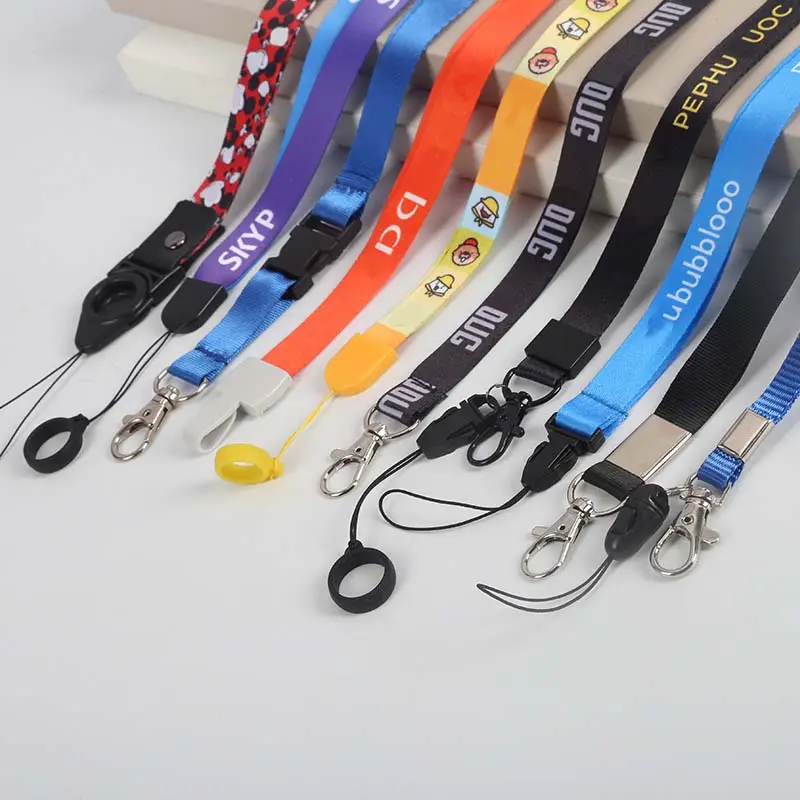 Custom Luxuray Brand Phone Leather Hand Rest String Key Chain Embroidery Keychain Rope Wrist Strap Lanyard