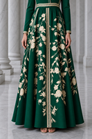 Robe musulmane à manches longues et col à revers, motif floral, coupe modeste, marque privée, vente en gros directe usine