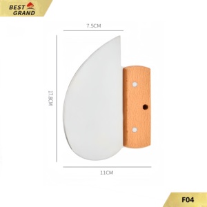 Cầm Tay Bằng Gỗ Thìa Lưỡi Thép Không Gỉ PVC Căng Trần Phim Cài Đặt Trang Trí Nội Thất Bền Scraper Công Cụ - Product Image 5