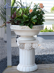 Avrupa Retro süsler roma sütun saksı konteyner avlu bahçe dekorasyon için düz yüzey ile dayanıklı reçine yapılmış - Product Image 6