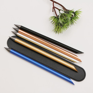 Vente directe usine – Crayon promotionnel en métal Beta sans encre – Crayon éternel créatif Old-Forever pour dessin – Noir/Bleu/Or Cuir - Product Image 3