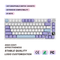 Clavier mécanique 81 touches tri-mode 75% sans fil 2.4G USB C filaire, interrupteurs personnalisables, écran couleur TFT 0.85 pouces, animation personnalisée