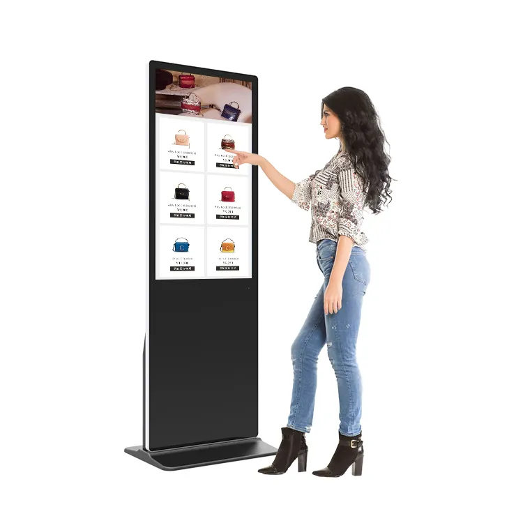 Kiosque tactile LCD, support de sol, écran de publicité vertical, 43 49 55 65 pouces, pour android/windows