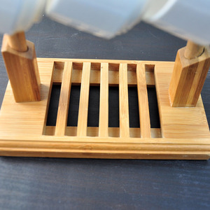 ที่วางแก้วน้ำชาไม้ไผ่ชั้นวางแก้วกาแฟพร้อมที่คว่ำจานสแตนเลส6อัน - Product Image 2