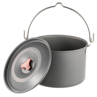Panci Gantung untuk Berkemah di Luar Ruangan, Bahan Aluminium Alloy Anti Lengket 4-5L, Kompatibel dengan Kompor Gas, Set Peralatan Masak Portabel Ringan untuk Piknik
