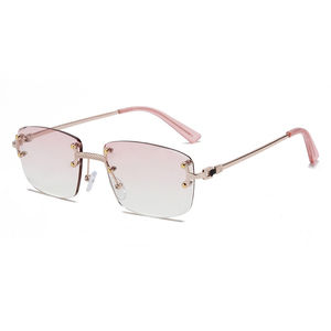 Lunettes de soleil rectangulaires sans monture SPUKA 1745, verres teintés dégradés, protection UV400, lunettes de soleil métalliques de luxe pour hommes et femmes, logo personnalisé - Product Image 4