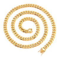 Collier ras du cou en acier inoxydable plaqué or 18K pour homme, chaîne cubaine Miami, sans ternissement
