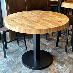 Mesas de madera maciza de arce para restaurante y tocador Acabado UV Bloque de carnicero de 36 pulgadas de diámetro de 4 asientos en color natural - Product Image 2