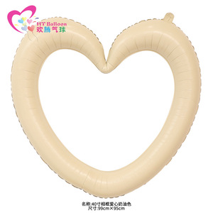HT <b>Balloon</b> Heart Shape Foil <b>Balloon</b> 40 Inch Silver Frame For Valentine's Day Party <b>Decorations</b> - Product Image 3