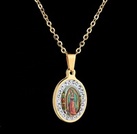 Collier Vierge Marie personnalisé nouveau design Offre Spéciale de bijouterie Collier Madonna en acier inoxydable plaqué or 18 carats avec zircon pour femmes