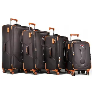 wholesale soft Men Women Spinner Wheel 4pcs Set Waterproof Nylon Fabric Suitcase Travel Trolley Bag Luggage