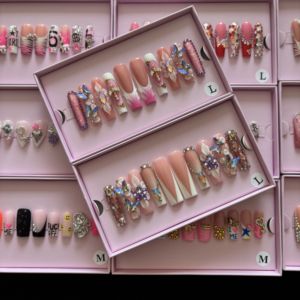 10 Uñas Postizas de Marca Privada, Hermosas y Lujosas, Hechas a Mano, Acrílicas, Personalizadas, Gruesas, <span class=keywords><strong>con</strong></span> Cristal, Uñas Artificiales - Product Image 1