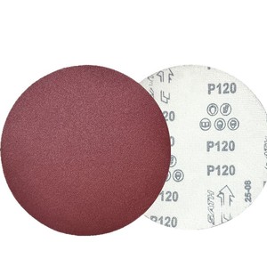 Discos de lija flocados Wanlian de 4 pulgadas P60 rojos con adhesivo para desbarbar metal, madera y plástico, y eliminar óxido. - Product Image 2