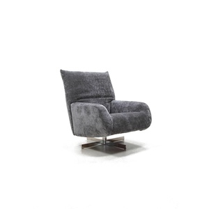 Sillón Reclinable de Diseño con Reposapiés, Silla Giratoria Contemporánea de Respaldo Alto, Silla de Ocio de Tela Afelpada para Oficina en Casa - Product Image 4