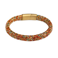 Bracelet plat tissé à la main en écailles de dragon avec breloque en fer du zodiaque et couleurs variées, cadeau de bijoux tendance pour couple (pour lui et pour elle)