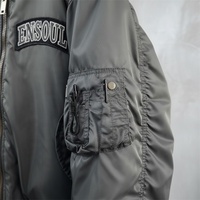 Blouson Bomber Vintage Personnalisé Délavé à l'Acide Coupe-Vent Écologique Camouflage Broderie Dessin Animé Homme Polyester Fausse Fourrure