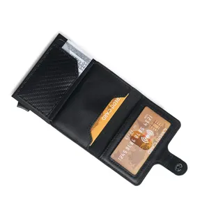 Fashion Business Id Credit Money Pocket RFID Slim Pop Up Minimalist PU Leather Card Holder Wallet For Men