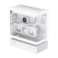 Boîtier PC Gamer GAMEMAX N80 WH Full Tower ATX avec ventilateur, design modulaire détachable, couverture à 270°, 6 ventilateurs ARGB, verre incurvé, alimentation ATX