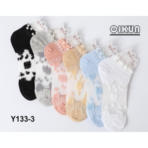 Calzini da donna traspiranti con stampa Jacquard alla caviglia/equipaggio in materiale diabetico Spandex con Logo personalizzato corpo/polsino borsa estate/inverno - Product Image 1