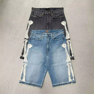 Distressed Denim <strong>Jeans</strong> <strong>Shorts</strong> Vintage Streetwear <strong>Jeans</strong> <strong>Shorts</strong> Custom Logo Embroidery Patch Applique Washed Casual Jorts for <strong>Men</strong> - Product Image 1