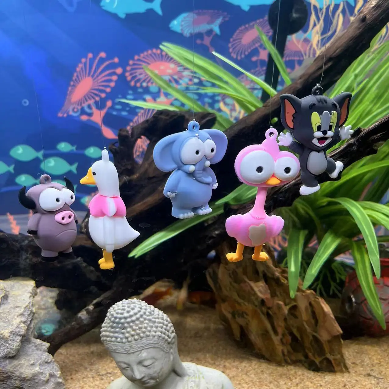 Animal Design Pvc Fish Tank Elephant Lion Floating Fish Tank Decoration acquari e accessori all'ingrosso