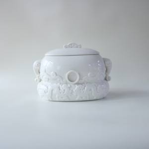 Urna de Cerâmica Branca Esmaltada Estilo Clássico para Cinzas, Tampa Selada, Urna Funerária Memorial para Cinzas Humanas Adultas - Product Image 2