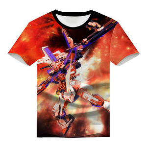 Camiseta sin etiqueta de manga corta de <span class=keywords><strong>Gundam</strong></span> Strike Freedom Unicornio, estilo anime y manga, de poliéster/algodón con estampado por transferencia <span class=keywords><strong>t</strong></span>érmica - Product Image 6