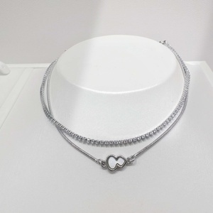 wholesale plata 925 <b>silver</b> Romantic Heart Cut Crystal <b>bracelet</b> geometric gold plated cubic zirconia double-deck Link <b>Bracelets</b> - Product Image 3