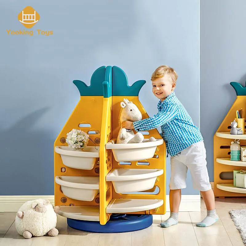 Cute Cartoon Pineapple Toy Storage Plastic Toys Shelf Kindergarten Children Storage Cabinet Basket Toy Organizer For Baby