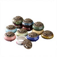 Brûleur d'encens en céramique fait main de style chinois Feng Shui, attrape-cendres, diffuseur d'arômes, tour de diffusion, pot à charbon de bois pour la décoration intérieure
