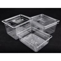 Bac de service et de stockage alimentaire GN transparent empilable avec couvercle, tailles 1/1, 1/2, 1/3, 1/6, 1/9, pour restaurant et plateau à ingrédients