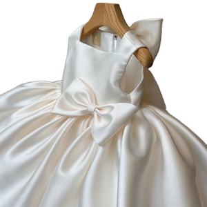 2-12 Children Wedding Flower Girls' Dresses White Bowknot Baby Kids Girl Princess Birthday Party Evening Big Girls Flower Dress - Product Image 1