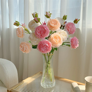 Bouquet de roses artificielles Qingyu Chronicle, rose, blanc laiteux, champagne, fleurs en soie, décorations pour mariage et maison - Product Image 2