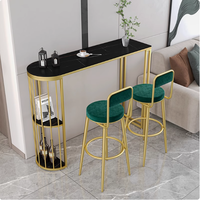 Ensemble table et chaises de bar en métal style nordique moderne, design semi-circulaire, pour bar à domicile, cuisine, salle à manger, résistant à l'eau, écologique, petit format