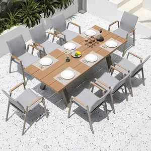 Elegante juego de muebles blancos para patio al aire libre para Garden Villa Mesa y sillas personalizables y versátiles