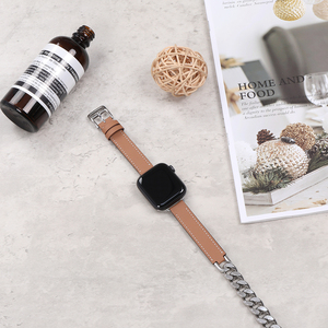 حزام ساعة من الجلد الطبيعي ، ساعة Ultra 49 من الفولاذ المقاوم للصدأ ، سوار معصم فاخر بجولة مزدوجة 20 لساعة apple Seiko - Product Image 3