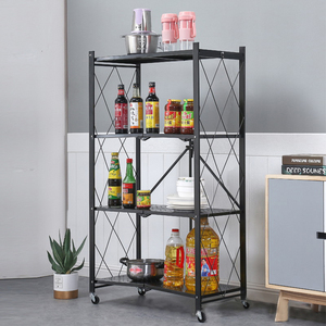 Étagère de <span class=keywords><strong>rangement</strong></span> pliable à 3 niveaux pour entrepôt, support métallique pour four à <span class=keywords><strong>micro</strong></span>-ondes, étagère de <span class=keywords><strong>rangement</strong></span> pliable pour appareils de cuisine - Product Image 5