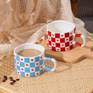 Cross-border High-Appearance <b>Cute</b> Fresh Cartoon Heart-Shaped Porcelain <b>Mug</b> Ins-Style Design Custom Microwave Safe High - Product Image 4