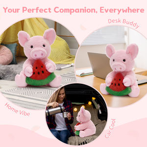 Peluche <span class=keywords><strong>de</strong></span> Cerdito Abrazable con Diseño <span class=keywords><strong>de</strong></span> Sandía para Leer Libros, Temática <span class=keywords><strong>de</strong></span> Verano, Personalizable al por Mayor, Entrega Inmediata - Product Image 4