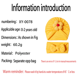 2 buah bando bayi warna polos bunga lucu baru Eropa dan Amerika Set topi bayi Fontanelle tahan angin dan hangat - Product Image 6