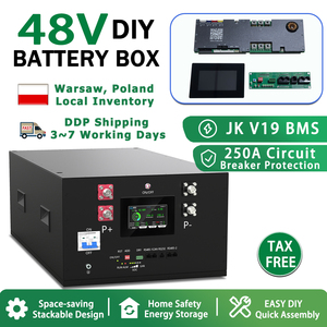 ชุดแบตเตอรี่ลิเธียม DIY 48V พร้อมกล่องและระบบจัดการแบตเตอรี่ JK V19 BMS สำหรับระบบกักเก็บพลังงานภายในบ้านแบบออฟกริด ใช้กับแบตเตอรี่ Lifepo4 จัดส่งแบบ DDP ยุโรป - Product Image 1