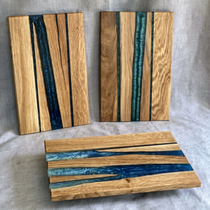Planche à découper en bois d'acacia et résine avec poignée pour servir, planches à découper de cuisine, pizza, pain, fromage, charcuterie, fruits, légumes - Product Image 1