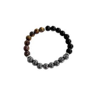 Pulsera Elástica de Piedras de Hematita, Ojo de Tigre y Obsidiana con Cuentas de Acero Inoxidable, para Hombre y Mujer, Regalos - Product Image 6
