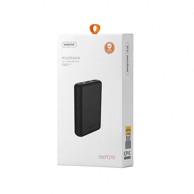Wopow PQ10 Black 20W Li-Polymer Battery Power Bank 10000mAh QC 3.0 Fast Charging Triple USB & Type-C Micro USB 12-Month Warranty