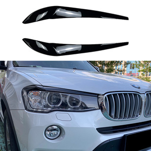 Bmw X3 X4 F25 F26 2014 2017 Headlight Eyebrow Decal Piano Black Carbon Fiber Texture Abs Body Stickers - Product Image 1