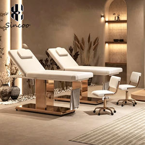 Lit de massage facial électrique multifonctionnel de luxe pour salon de beauté, réglable en hauteur, couleur marron - Product Image 1