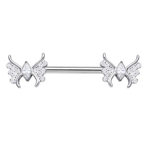 Piercing Stories ASTM F 136 Titanium Butterfly Shaped Threadless Nipple bar Piercing Jewelry - Product Image 2