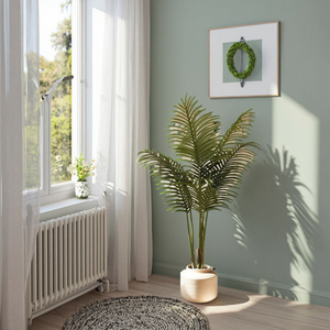 Palma artificiale in plastica eco-compatibile resistente altezza 120CM bella pianta decorativa interna - Product Image 6