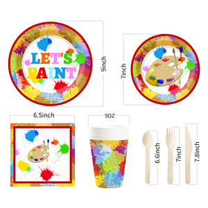 DAMAI Artist Painting Theme Plates Napkins Tablecloths Paint Party <strong>Birthday</strong> Tableware Set Party <strong>Table</strong> Favors for Kids Boys Girls - Product Image 3