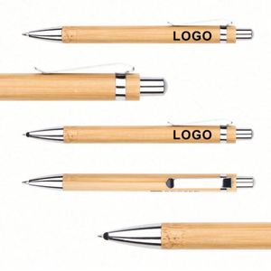 Juego de Bolígrafos Retráctiles de Bambú Personalizados y Duraderos, Impresión UV, Tinta Negra de 1 mm con Recambios, para Escribir en el Diario y Regalos - Product Image 3